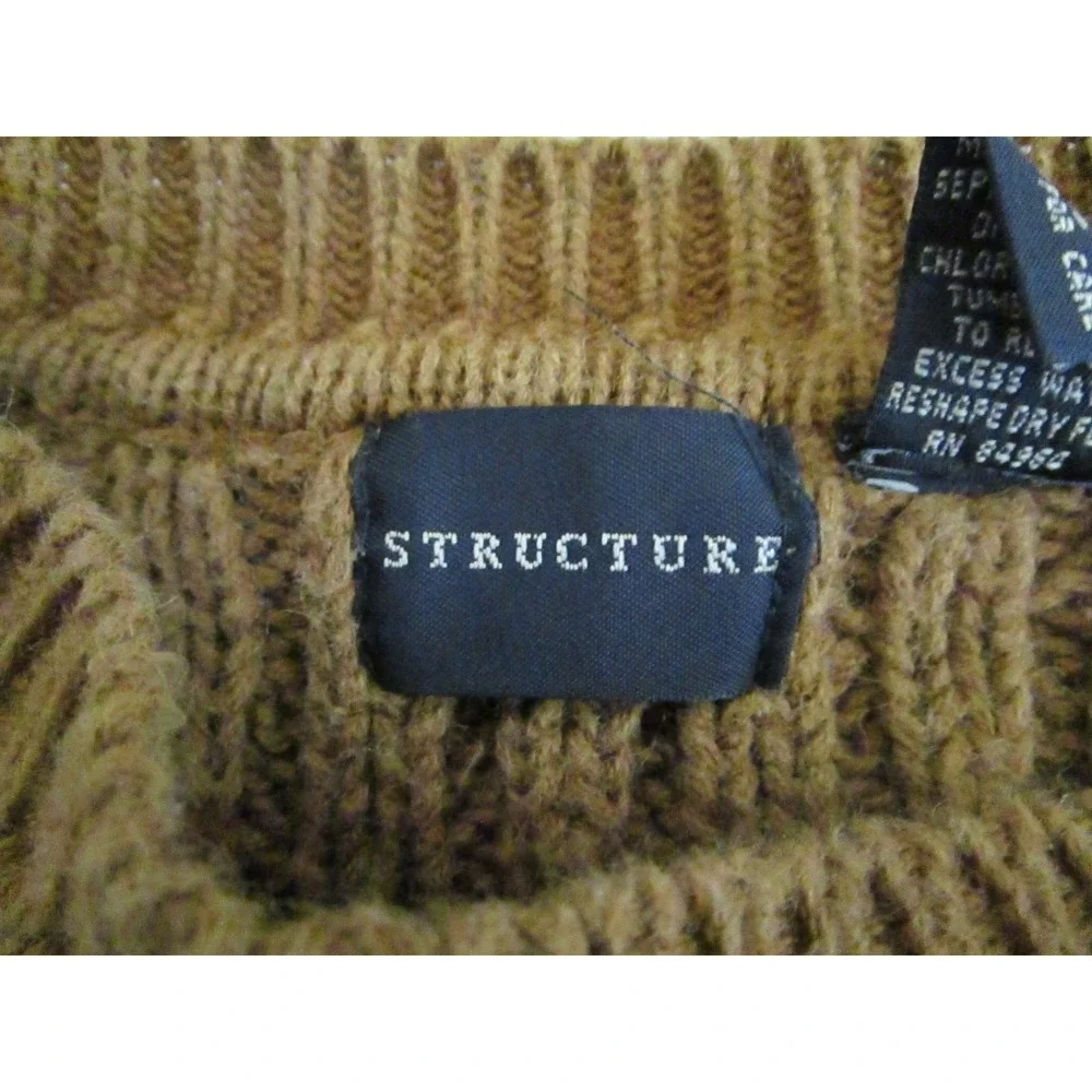 Vintage‎ Cable Knit Sweater Mens Large Mustard Yellow Structure Fisherman